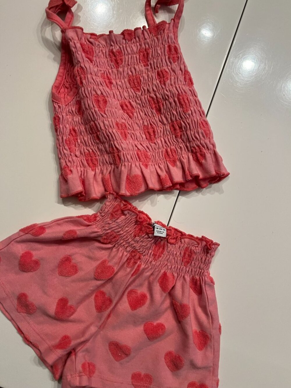 Splendid Heart Tank Shorts Set  (Size 18 24M)  2 pieces  Cotton Blend